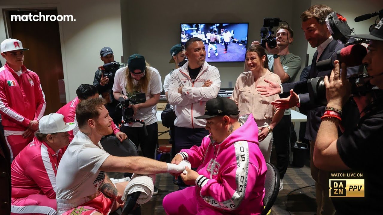 Katie Taylor visits Caneloâ€™s dressing room before Bivol fight