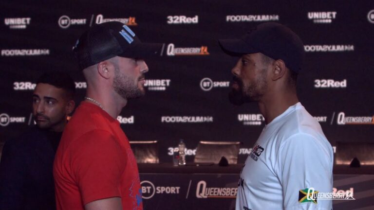 UP CLOSE! LENNOX CLARKE & MARK HEFFRON FACE OFF AHEAD OF THEIR BRITISH & COMMONWEALTH TITLE FIGHT