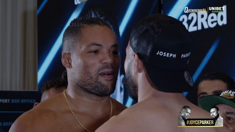WORDS EXCHANGED AS JOE JOYCE AND JOSEPH PARKER FACE OFF AT WEIGH-IN!