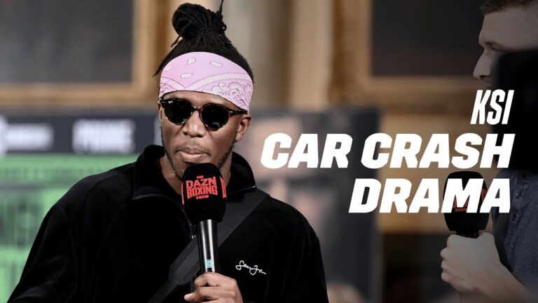 KSI Showed Up To The DAZN X Press Conference After Getting Into A CAR CRASH