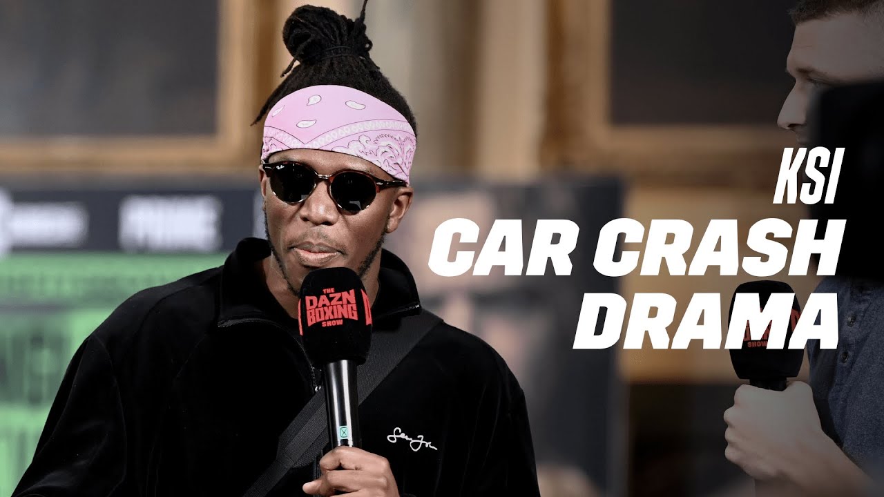 KSI Showed Up To The DAZN X Press Conference After Getting Into A CAR CRASH
