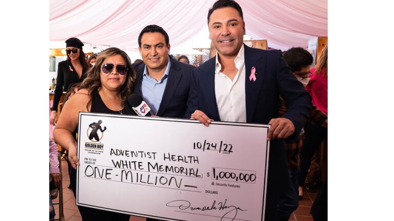 Oscar De La Hoya Heartfelt Presentation of One Million Dollars To Adventist Health White Memorial