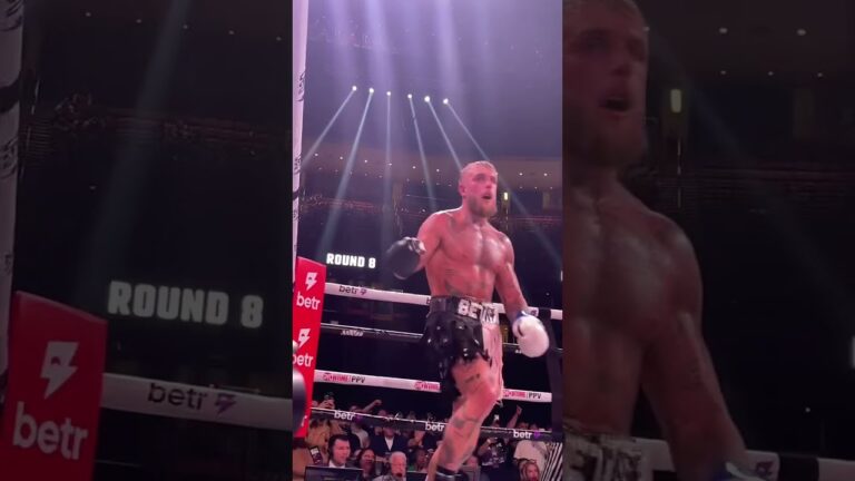 Ringside Angle Of Jake Paul Sending Anderson Silva To The Canvas 😳 #boxing #jakepaul #shorts