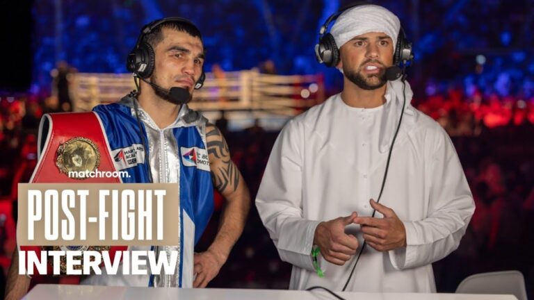 "That's my belt!"- Joe Cordina joins Rakhimov post-fight interview in Abu Dhabi