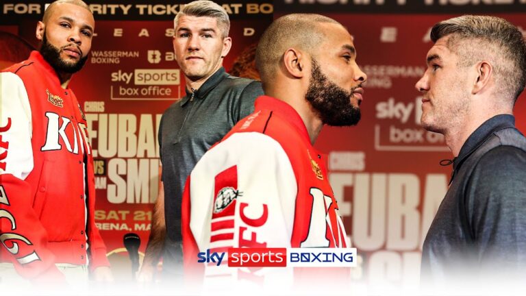 INTENSE staredown! Chris Eubank Jr and Liam Smith face-to-face 🔥🔥