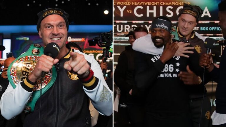 "I'M GONNA KNOCK YOU OUT!" Tyson Fury HEADLOCKS Derek Chisora And Pair Exchange Heated Words 👀