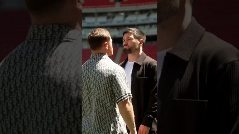 Pitch Side Face Off: Canelo vs Ryder At Estadio Akron #Shorts