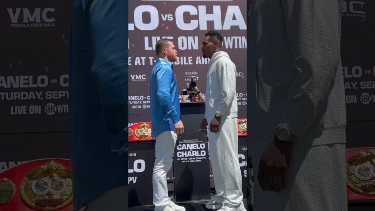 👑 Canelo and 🦁👑 Jermell Charlo face-off in LA. #CaneloCharlo