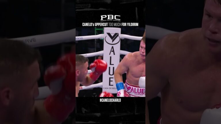 #Canelo battered #Yildirim and dropped him with a straight right, forcing his team to stop the fight