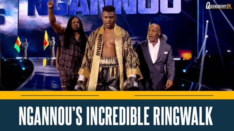 Godâ€™s Plan 👑 Francis Ngannou ringwalk power moves with Mike Tyson, Kamaru Usman & Israel Adesanya 🔥