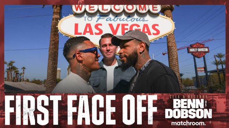 👀 Conor Benn Vs Pete Dobson: Face Off By Las Vegas Sign 🔊