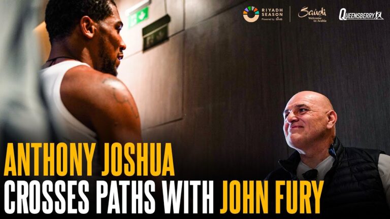 Anthony Joshua and John Fury FINALLY meet in amusing encounter ahead of Joshua vs Ngannou in Riyadh