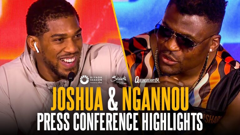 Anthony Joshua vs Francis Ngannou press conference highlights | Tyson Fury listens to his 2 rivals
