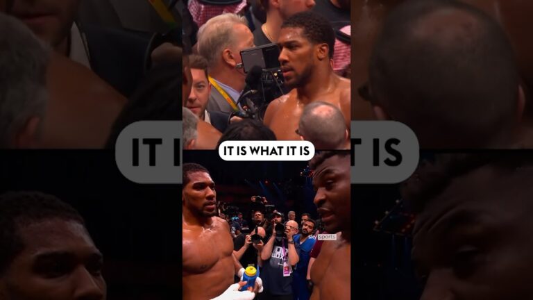 What Joshua & Ngannou said to each other after their fight 🥊 👀