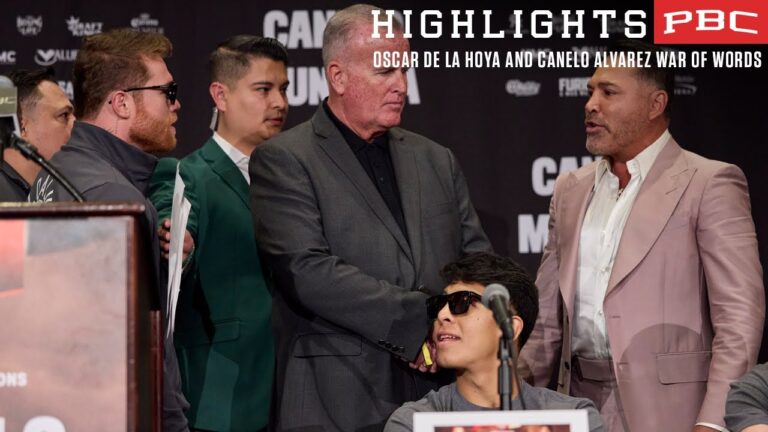 Security forced to separate Oscar de la Hoya and Canelo at Press Conference | #CaneloMunguia