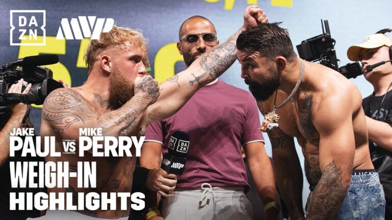 Jake Paul vs. Mike Perry Weigh In Descends Into Brawl