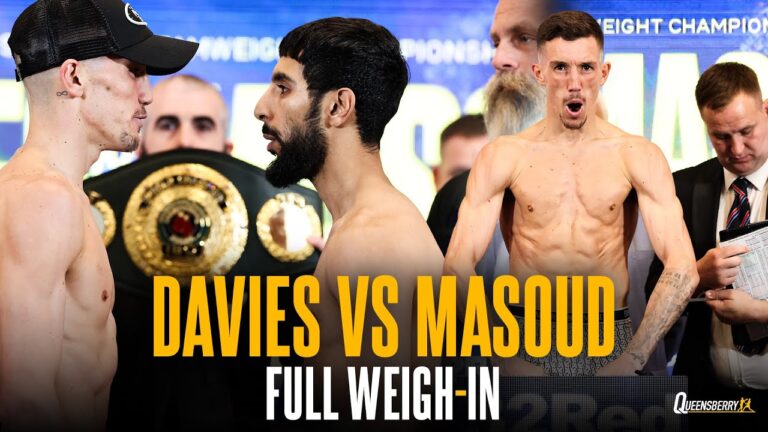 FULL WEIGH-IN! Liam Davies vs Shabaz Masoud IBO World Super-Bantamweight Title Fight 💥