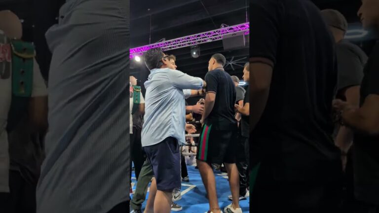 Chaos ensues between #DavidBenavidez and #DavidMorrellJr at their media workout 💥 #BenavidezMorrell