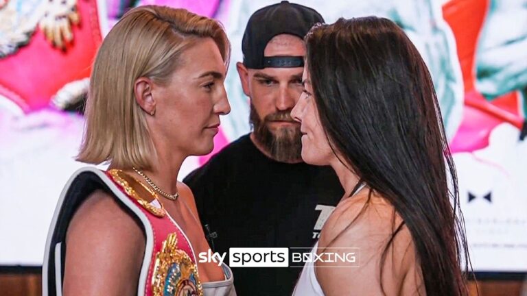 Mind games between Mikaela Mayer & Sandy Ryan as boxers face-off