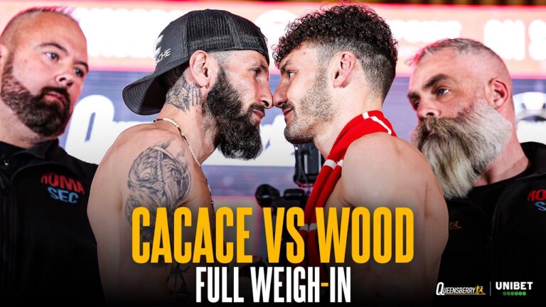 FULL WEIGH-IN! Anthony Cacace vs Leigh Wood – IBO World Super-Featherweight Title | The Hurt Game 🥊