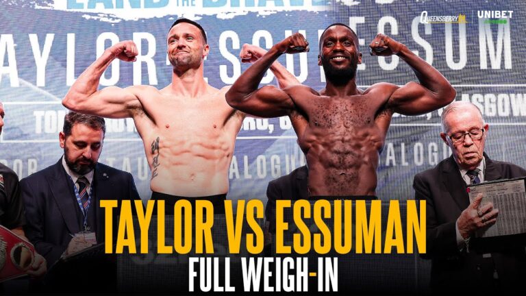 FULL WEIGH-IN! Josh Taylor vs Ekow Essuman – Land of the Brave 🏴󠁧󠁢󠁳󠁣󠁴󠁿
