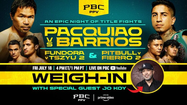 Pacquiao vs Barrios WEIGH-IN LIVESTREAM with Special Guest Jo Koy