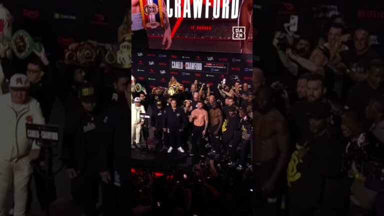 Two legends, one final stare before the fight of their lives. #CaneloCrawford #shorts