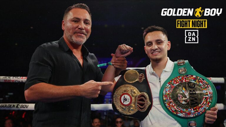 Oscar De La Hoya presents Ricardo Sandoval with his WBA and WBC championship belts!