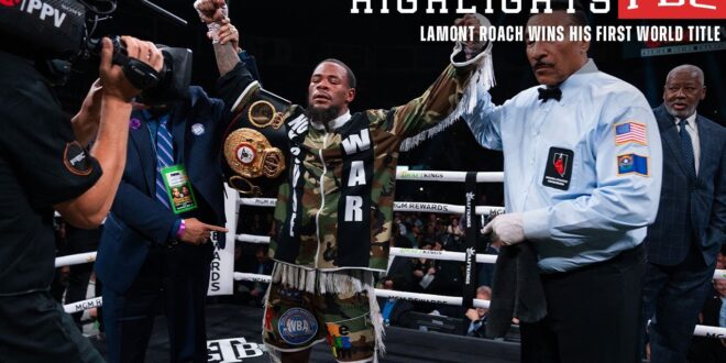 Lamont Roach drops Hector Garcia on the way to his first world title
