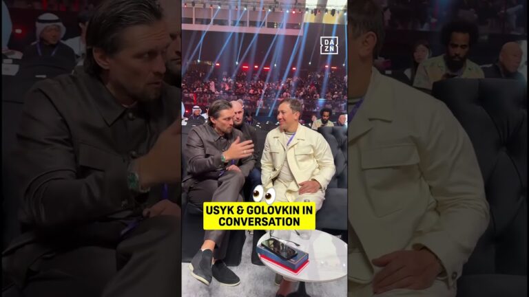 Oleksandr Usyk speaks with Gennady Golovkin at Naoya Inoue fight in brilliant exchange