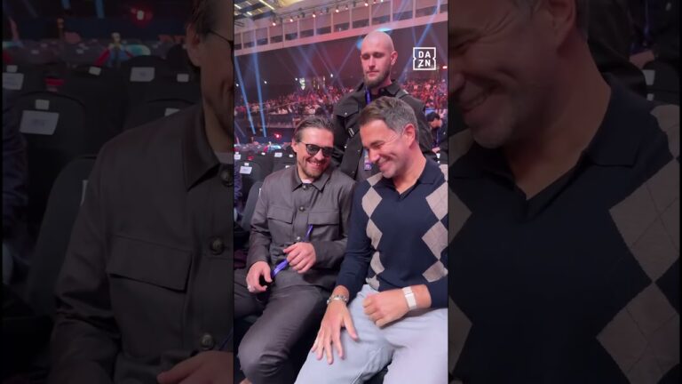 Oleksandr Usyk and Eddie Hearn SMILE at ringside for Naoya Inoue fight