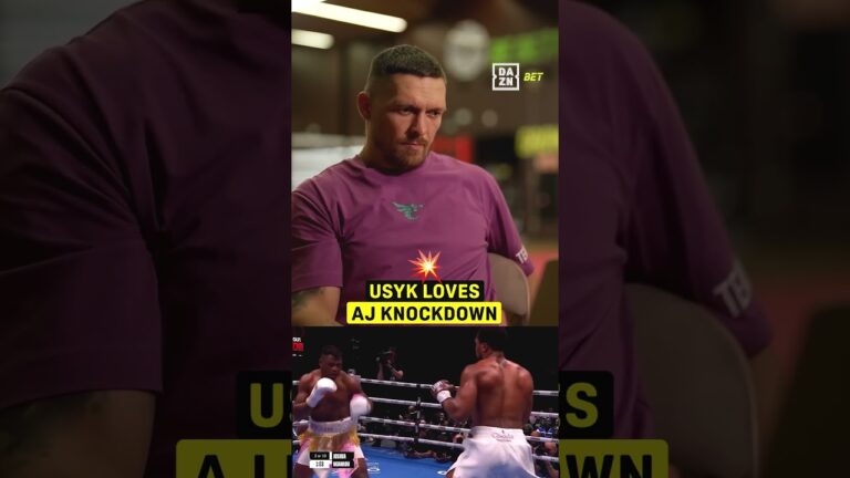 Oleksandr Usyk’s EPIC reaction to Anthony Joshua knockdown against Francis Ngannou 😂