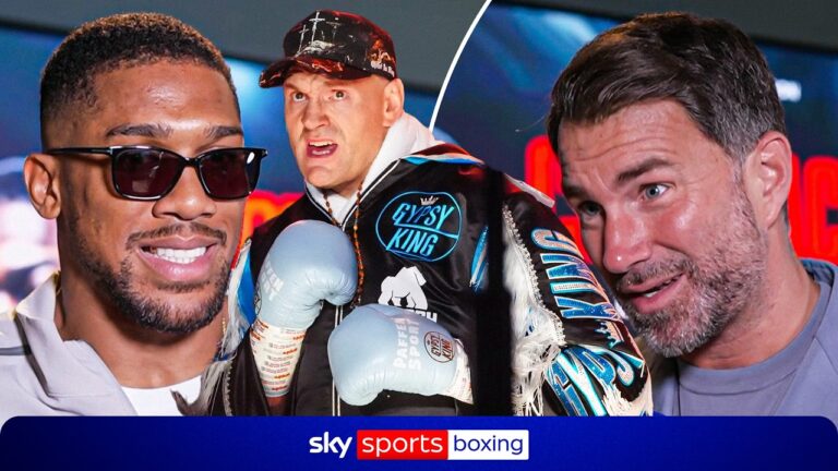 Anthony Joshua & Eddie Hearn talk Tyson Fury ahead of Kristian Prenga warm-up fight 👀