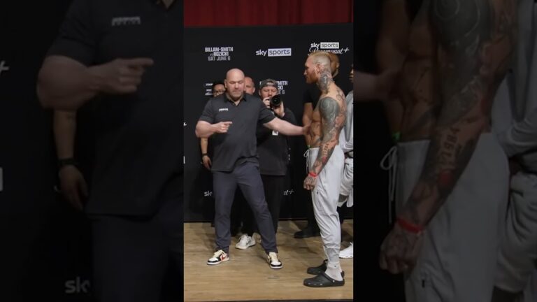 A tense face-off ahead of fight night! 👀