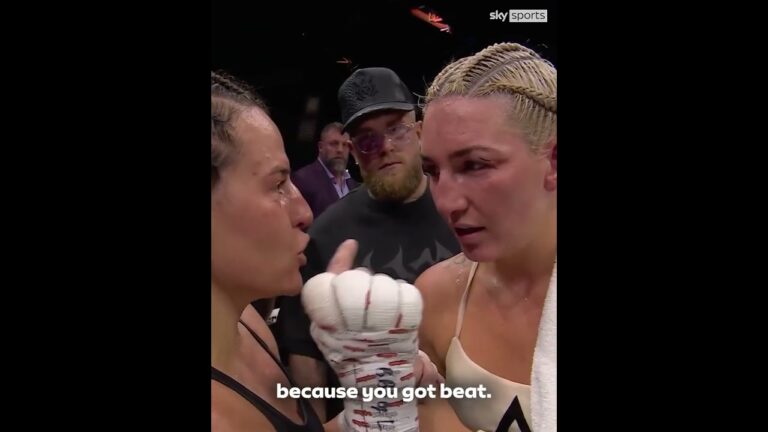 Chantelle Cameron and Mikaela Mayer traded verbals in a heated exchange! #boxing