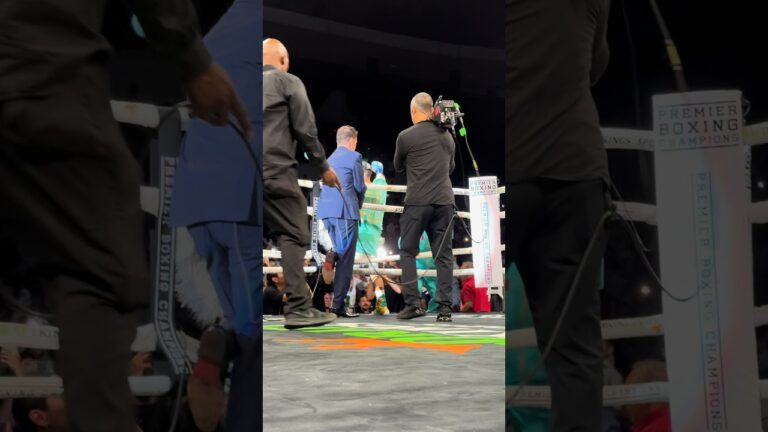 THE CHAMP IS HERE! Isaac “Pitbull” Cruz steps through the ropes to a massive ovation in San Diego!
