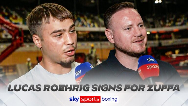 Lucas Roehrig and manager George Groves react to signing to Zuffa Boxing