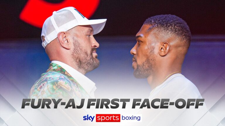 Tyson Fury vs Anthony Joshua FIRST FACE-OFF at launch press conference!