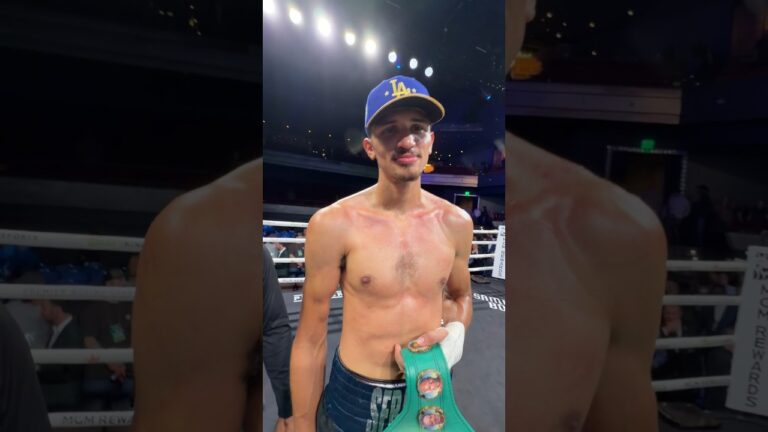 Sebastian Fundora reacts inside the ring after his dramatic KO victory! 🔥⚡️