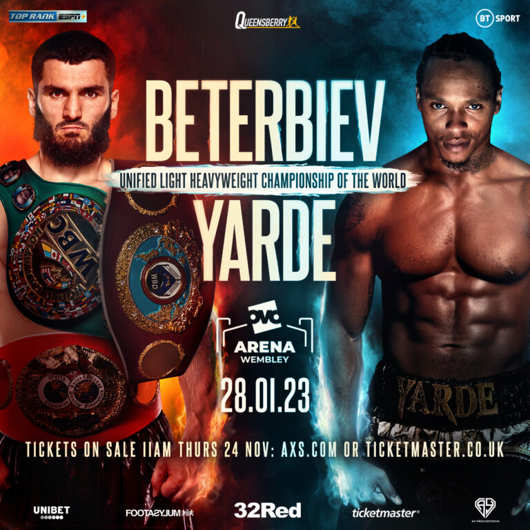 UNIFIED LIGHT-HEAVYWEIGHT RULER ARTUR BETERBIEV TO DEFEND CROWN AGAINST KNOCKOUT KING ANTHONY YARDE IN LONDON