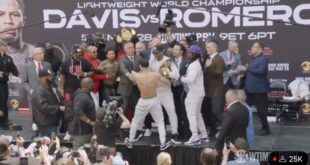 Gervonta Davis pushes opponent off stage during heated boxing weigh-in