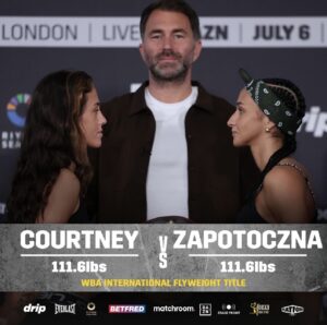 Courtney will face Zapotoczna for the international flyweight beltÂ  â€“ World Boxing Association