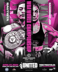 Bautista defends against Haghighat Joo on April 27 in TorontoÂ  â€“ World Boxing Association