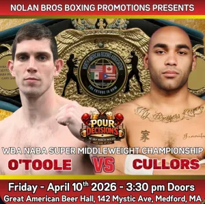O’Toole, Cullors Set to Clash for WBA-NABA Strap in Medford – World Boxing Association