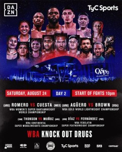 TyC and DAZNwill Â broadcast the WBA KO Drugs Â  â€“ World Boxing Association