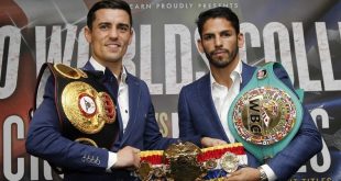 Jorge Linares and Anthony Crolla pose at the Press Conference