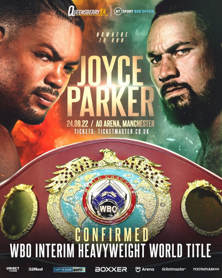 WBO INTERIM TITLE CONFIRMED FOR JOYCE-PARKER