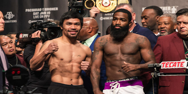 Manny Pacquiao vs Adrien Broner weigh-in