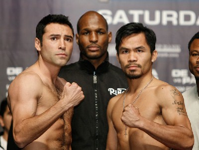  DeLaHoyaPacquiaoWeighIn4 Boxing Preview Analysis: Oscar De La Hoya vs. Manny Pacquiao