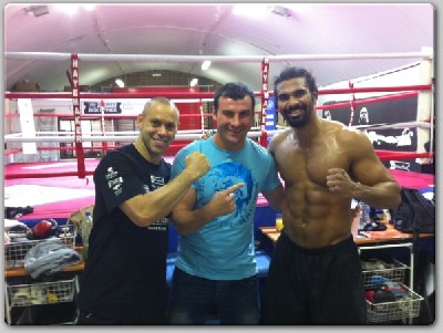  Haye Calzaghe1 Haye buoyed by Calzaghe visit in final week of training